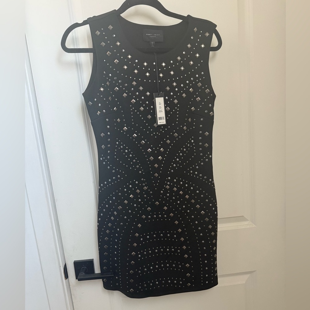 Romeo & Juliet Couture Black Studded Mini Dress